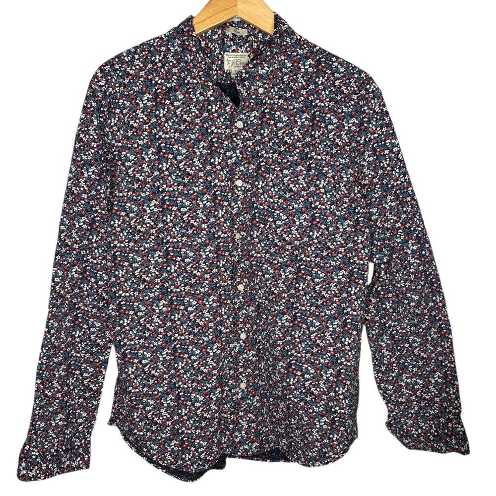 J. Crew button down shirt floral Blue mens size xl secret wash shirting slim fit